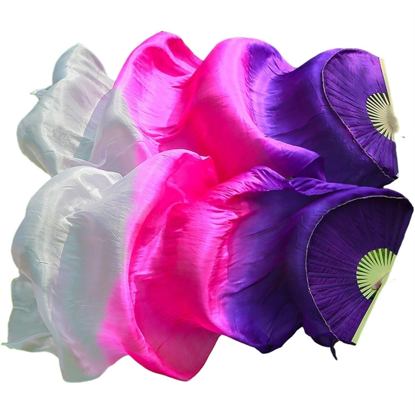 Chiński sztuczny taniec brzucha Bambusowe wachlarze do tańca brzucha ze sztucznego jedwabiu 2 szt. Wielokolorowe, wiele rozmiarów(Purple,180cm(Hot Size))