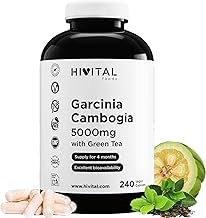 Garcinia Cambogia 5000 mg. 240 Vegan Capsules for 4 Months. Natural Garcinia Cambogia 60% HCA with Natural Green Tea. Natural Fat Burner that Inhibits Appetite and Helps Lose Weight