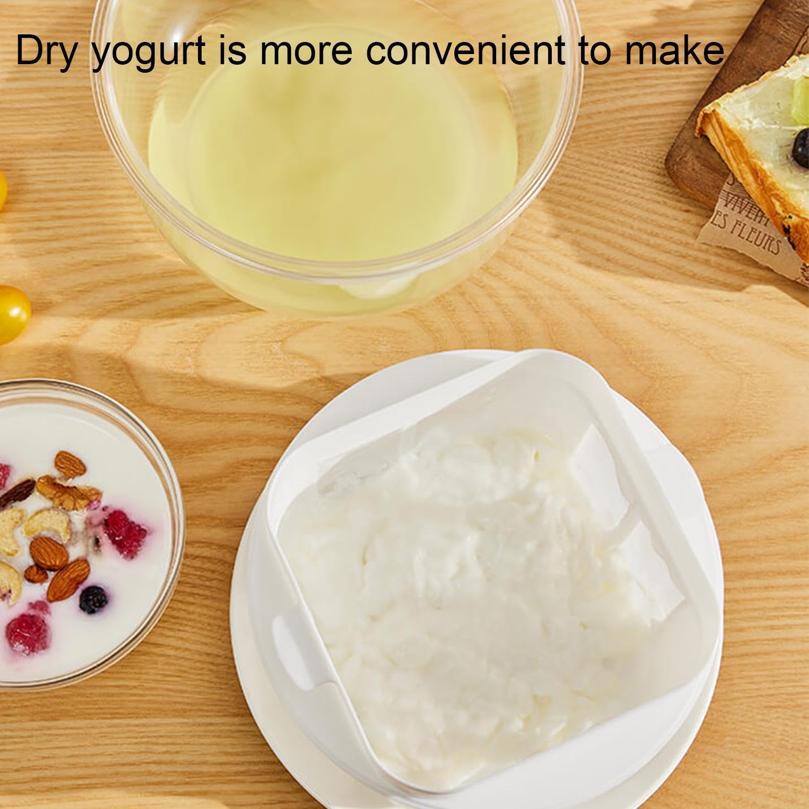 Joghurt-Molken-Trenner, abnehmbarer hausgemachter Joghurtbecher, wiederverwendbarer Joghurt-Molken-Trenner, Joghurt-Maker-Behälterteile mit Thermometer, transparenter Joghurtfilterbehälter zum