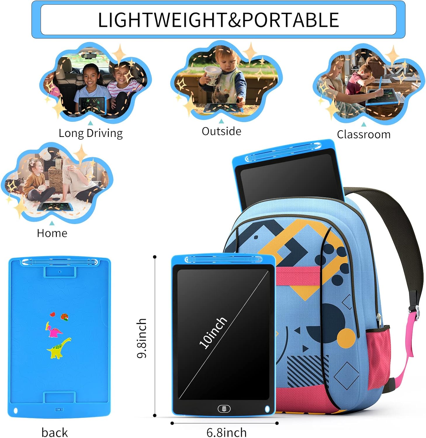 LCD Writing Tablet 10 Inch, Reusable Doodle Board for Kids, Colorful Writing Tablet for 3 4 5 6 7 8 Years Old Girls and Boys, Great Toys Gifts Pink for Toddlers (Dark Blue)