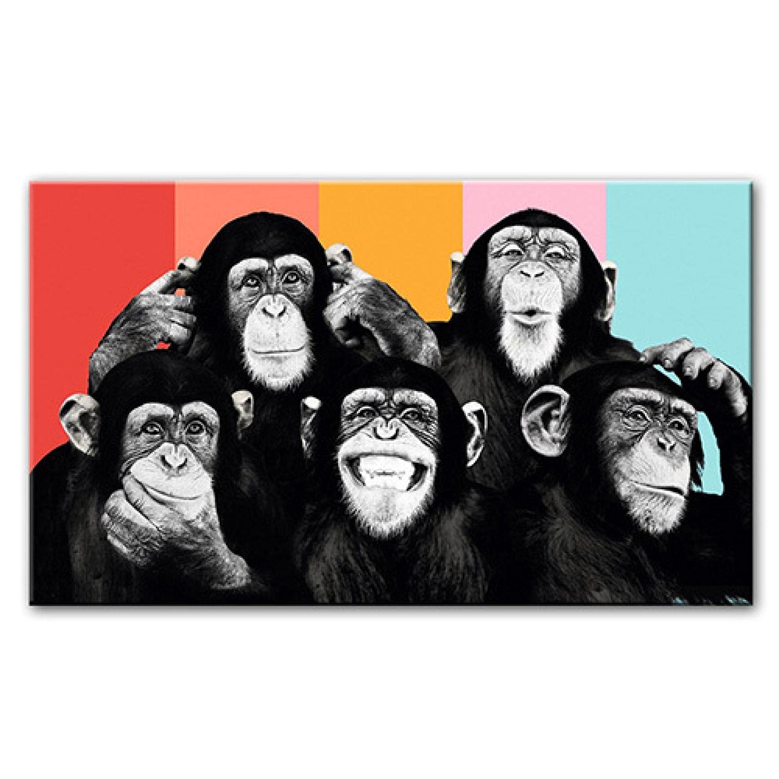 Amazon｜5つのゴリラチンパンジーとヒヒ動物の壁の芸術キャンバス絵画
