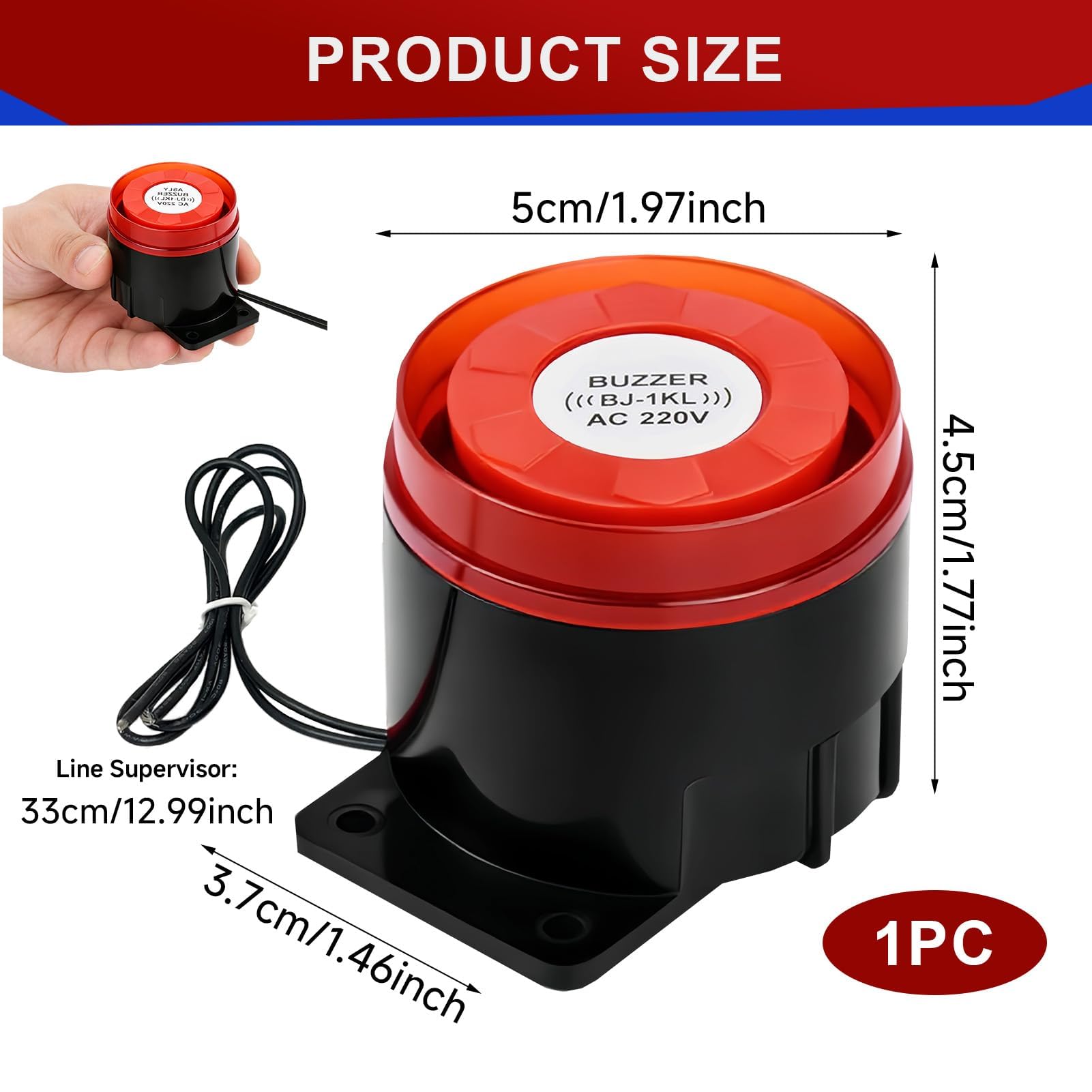 Sirena Alarma Exterior 220V 120dB con Luz Intermitente Sonido de Alto Decibelio, Sirenas de Seguridad Cableada para Alarma Perimetral Exterior, Zumbador para Hogar Oficina Garaje Tienda Industrial