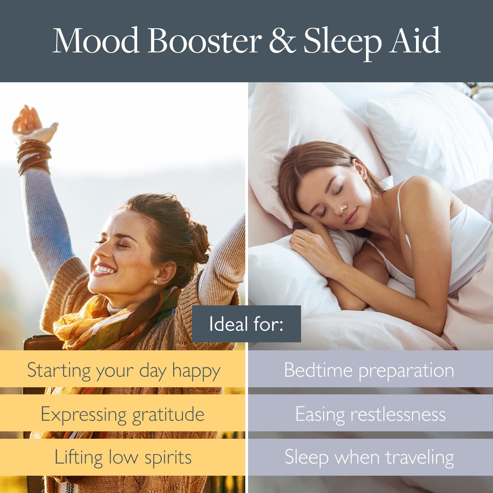 Esenciales esenciales de recuperación esculpados, para dormir bien y ser feliz, juego de regalo de bálsamo de aromaterapia, ayuda a dormir y descansar para sentimientos de positividad y gratitud'