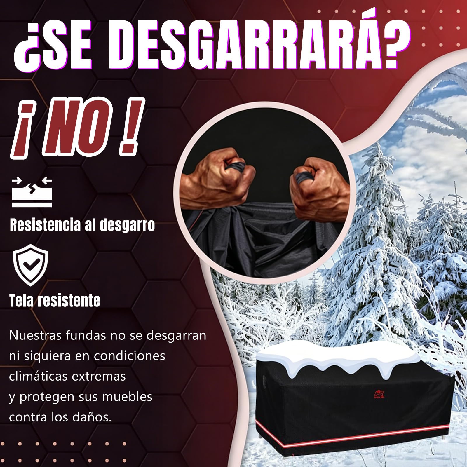Turtle-Life Funda para Sofá de Jardin Impermeable Funda para Sofa Exterior Funda para Sofá de Jardin 3-4 Plazas sin Desvanecerse en Dos Años, Negro, 213x94x89cm
