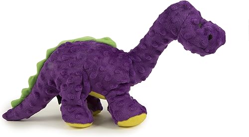 Vista 44 de goDog Dinos Spike Squeaky - Juguete de peluche para perro, tecnología Chew Guard, verde, pequeño Dinos Bruto (Púrpura)