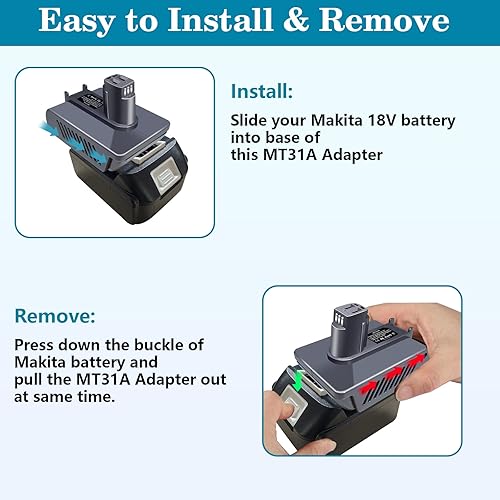 Miniatura 7 de BTRUI Adaptador de batería Dyson DC31 tipo A, para batería de litio Makita de 18 V para aspiradora de mano DC31 DC34 DC44 DC45 Animal 917083-01 (no