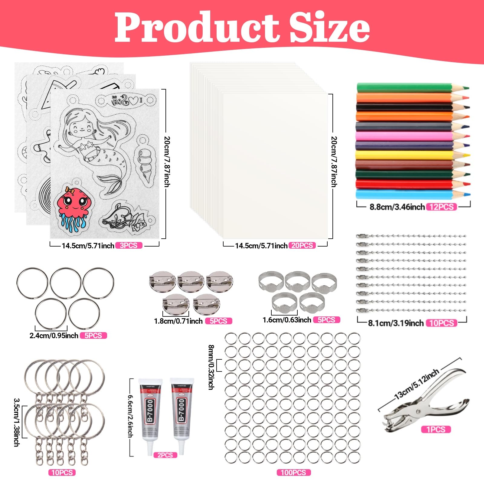 TOPCZY 173 PCS Shrinky Art Crafts Set, Heat Shrink Plastic Sheet Kit, Shrinky Art Paper Kit, Blank Film Paper - Image 2