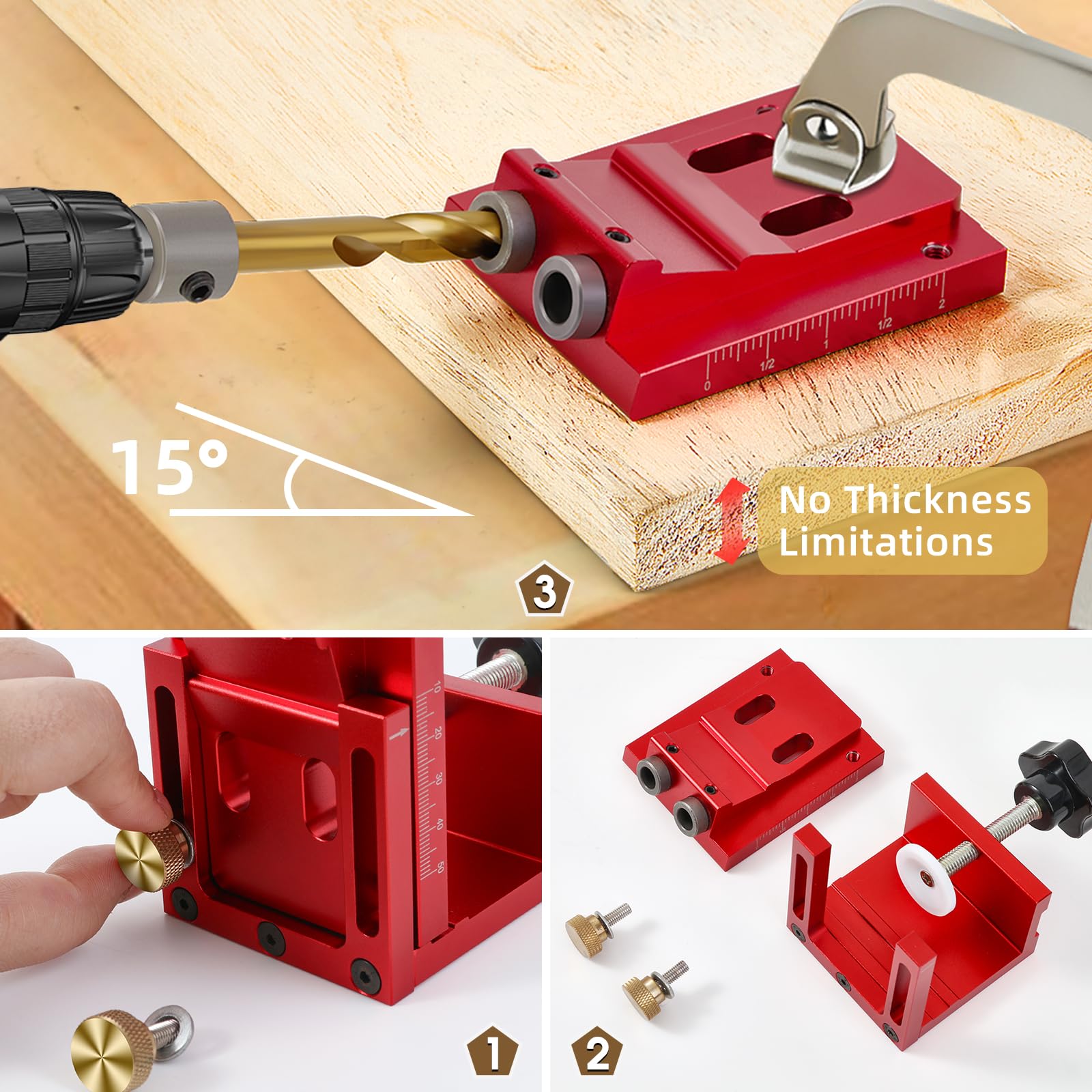 Pocket Hole Jig Kit Fits 2x2 And 2x4 Lumber Woodworking