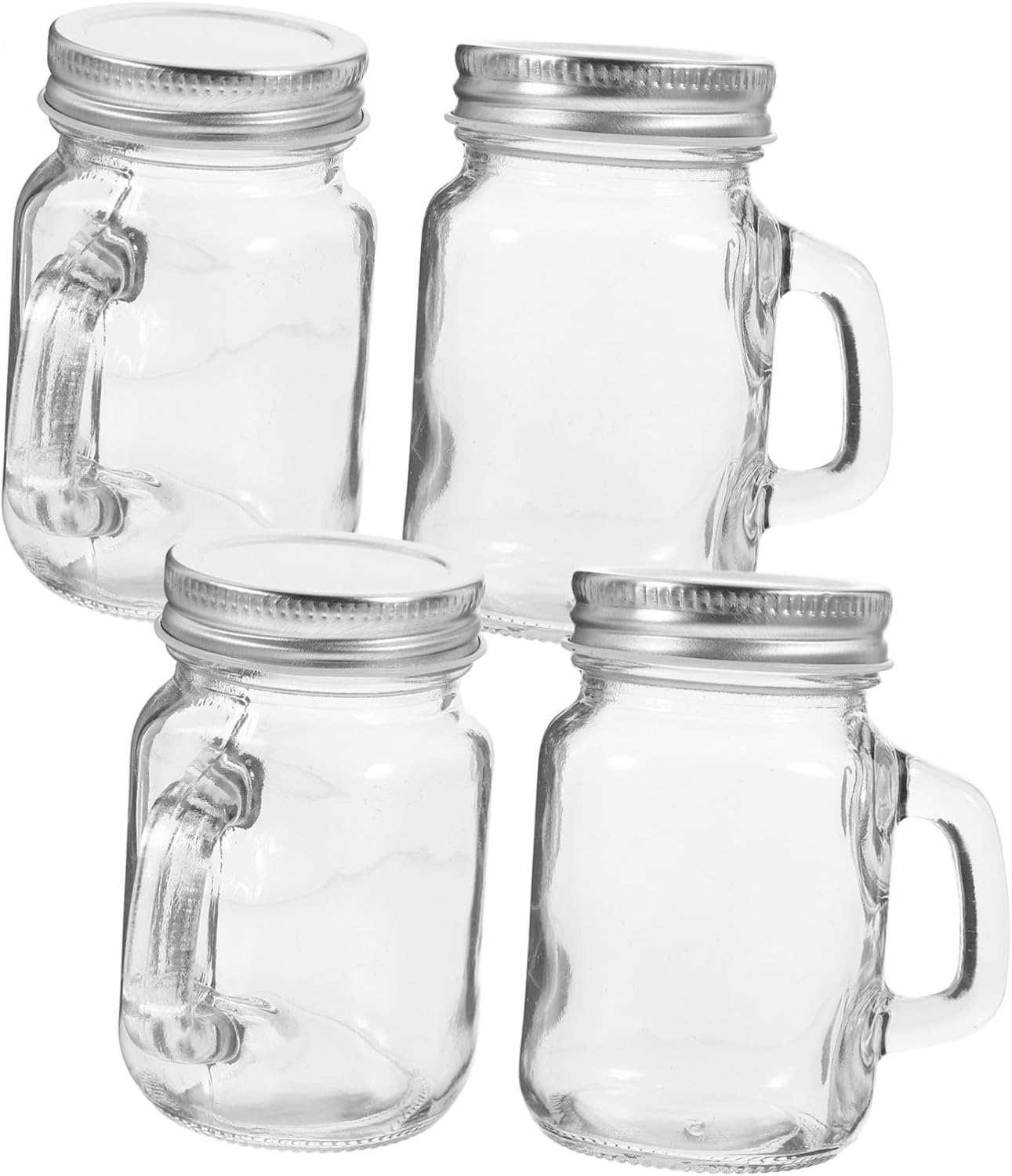 Mikinona 8pcs Glass Drink Container Mason Jars Sealing Lids Snack Storage Holder for Jam Sauce