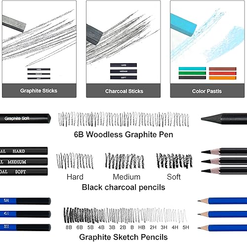 Miniatura 3 de Handyman Crafts 50pcs Sketch pencils Drawing Pencils Set Art Supplies  Sketching pencils,Graphite,Charcoal,Sketch book,Drawing supplies  In Black