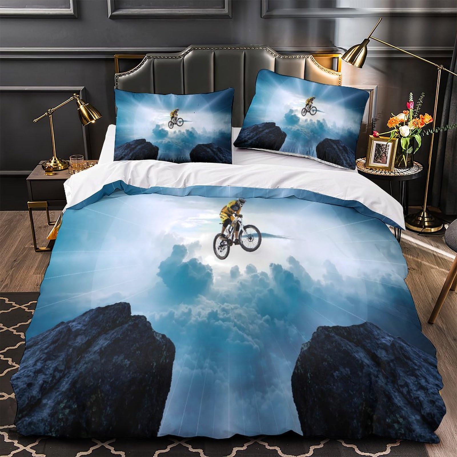 Parure de lit 3D paysage de montagne avec housse de couette double 200x200 microfibre