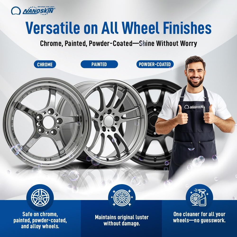 Nanoskin NON ACID Professional Wheel & Tire Cleaner 5 Gallons – Works with Tire Brush | Car Wash Wheel Cleaning Spray for Car Detailing | Removes Brake Dust, Oil, Dirt, Light Corrosion