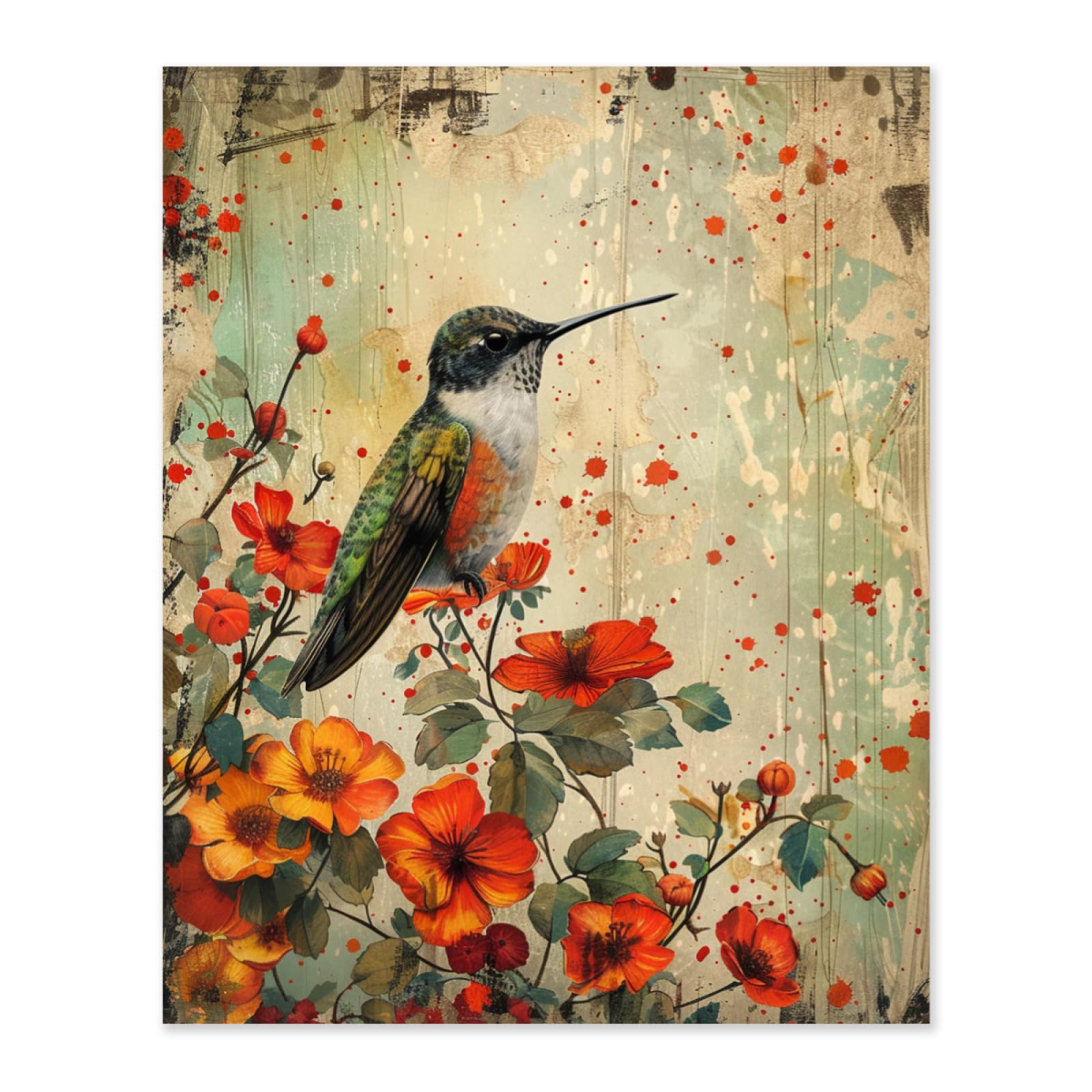 FTDIX Hummingbird Paint by Numbers Kit for Adults, Vintage Animal Paint by Number on Canvas, Scenery Digital Oil Painting Kits Suitable for Home Wall Decoration Gift 20"x16"