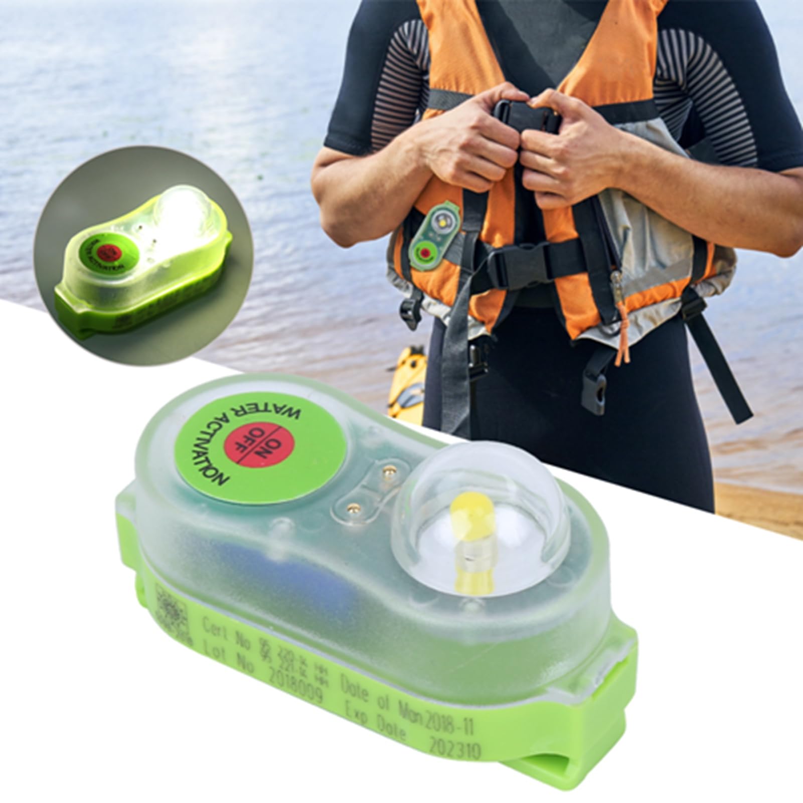 RiToEasysports JHYD I LED-Lithium-Rettungswestenleuchte, Selbstleuchtendes Survivor-Locator-Licht für die Überlebensweste „Mann über Bord“.