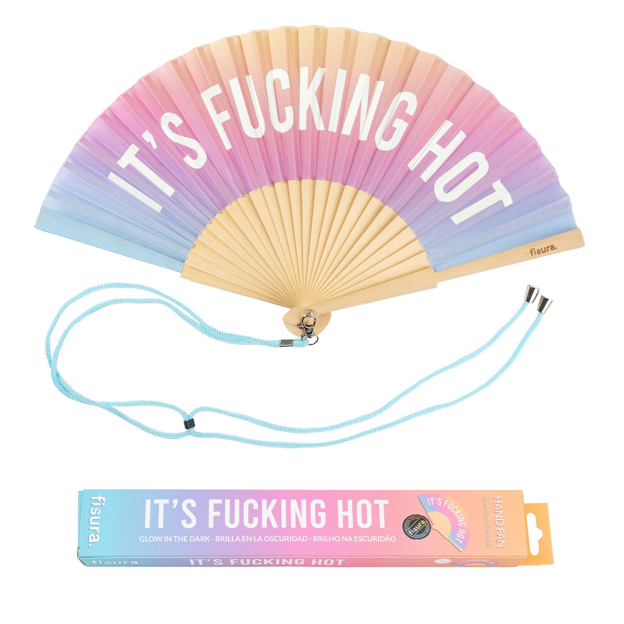Fisura - Original Folding Fan With Message In English. Handheld Folding Fan For Women. Rave Wood Folding Hand Fan. Fans For Wedding Party Birthday