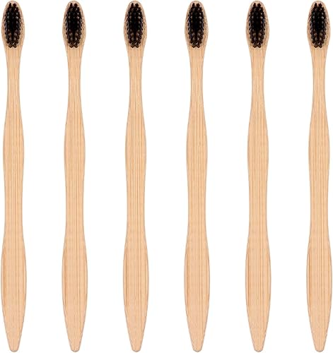 Healifty Juego de cepillo de dientes de bambú 6pcs Cepillo de dientes Cepillo de dientes Cerdas naturales ecológicas