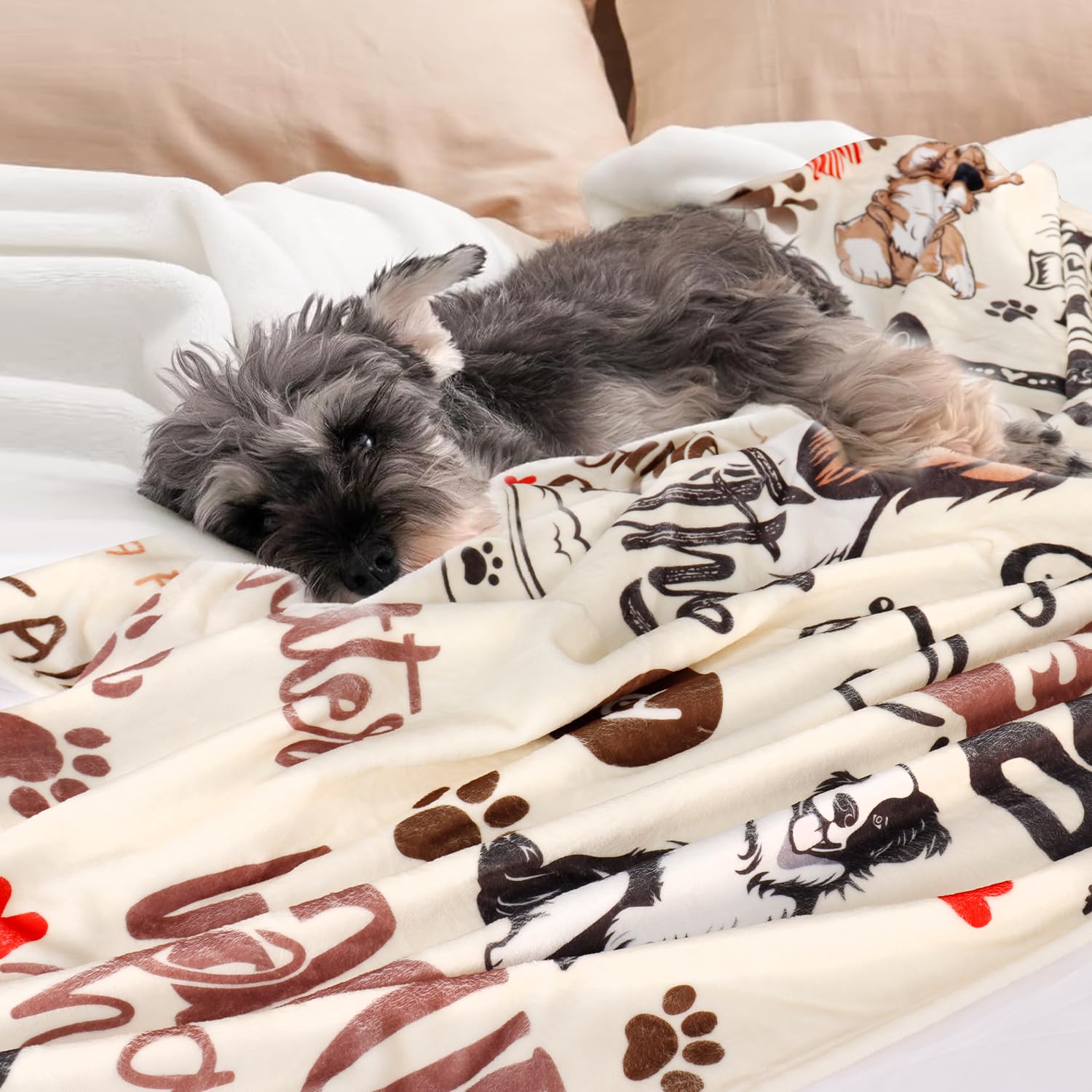 Rajahubri Dog Throw Blanket - Ultra Soft Flannel Fleece Blanket With Cute Dog Patterns, 60x80 Inches - View #9