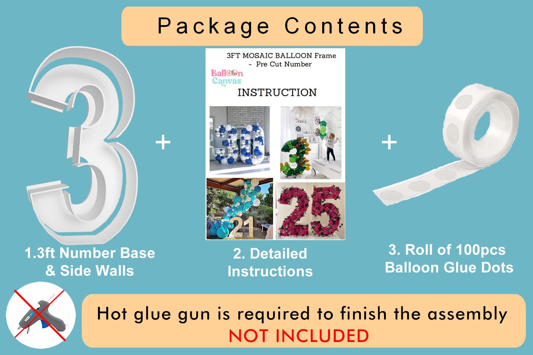 Kit D'éclairage En Mosaïque Pour Cadre De Ballon Géant Prédécoupé Numéro 0, Panneau En Mousse à Découper Pour Décorations D'anniversaire, Toile De Fond De Fête - France