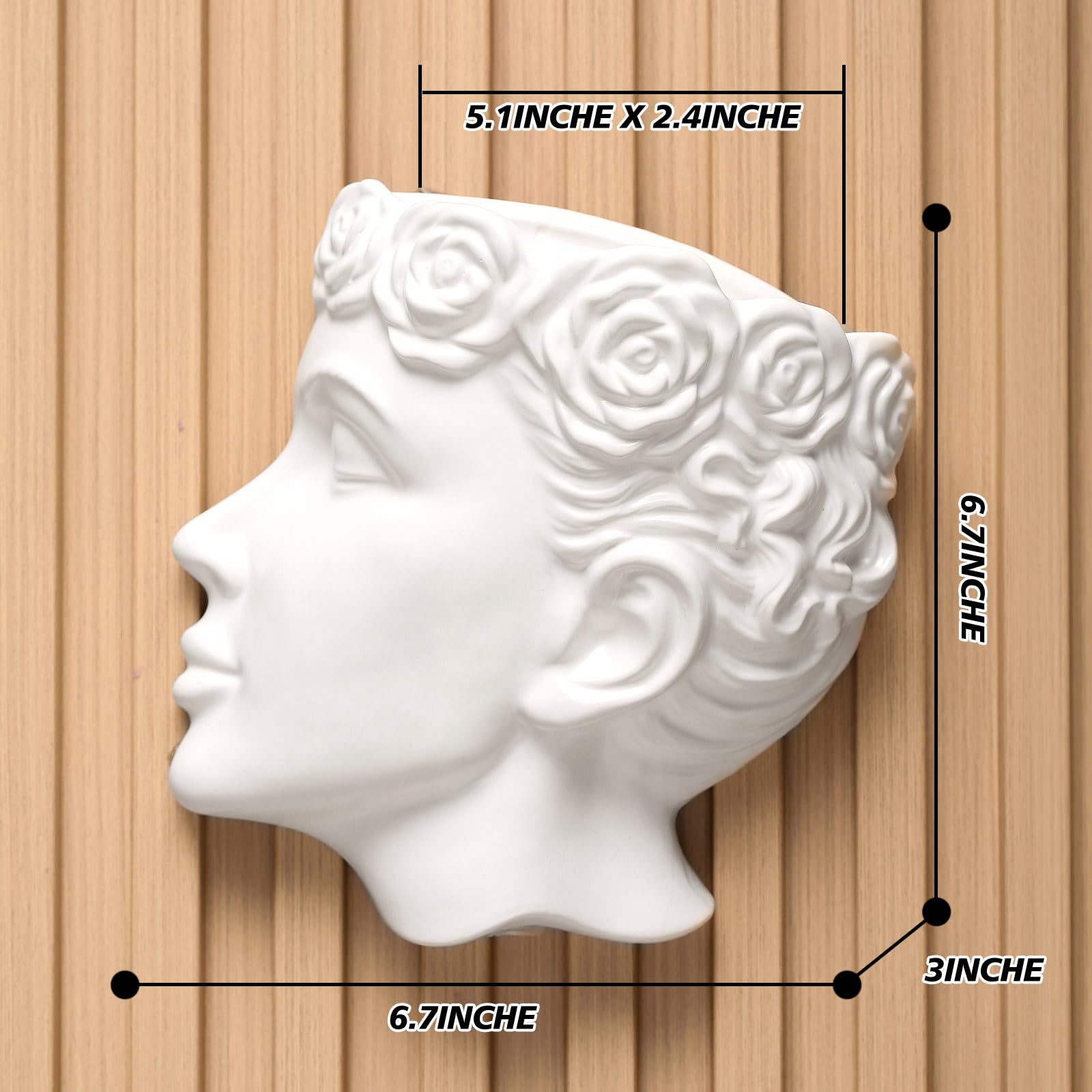 Side-Face Ceramic Planter – Glossy White, Wall-Hanging, with Drainage – 6.7