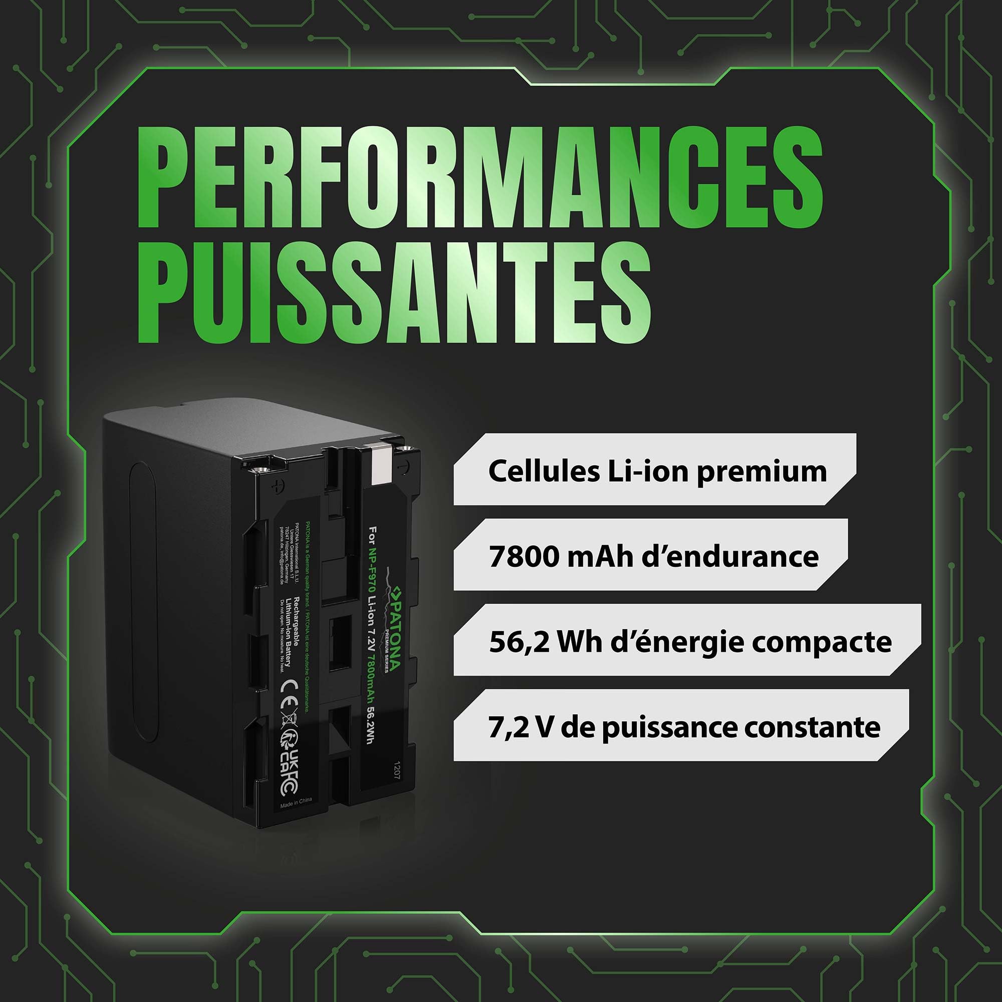 PATONA Premium Batterie pour Sony NP-F970 F960 F950 F750 7800mAh