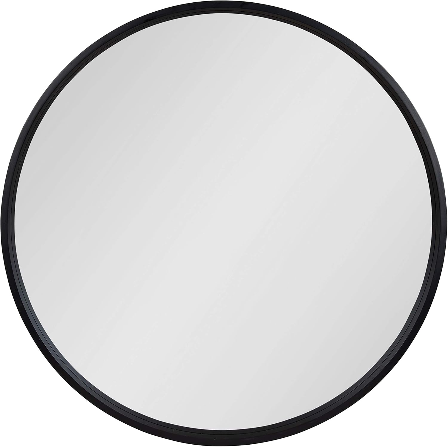 Kate and Laurel Travis Round Wood Wall Mirror, 31.5" Diameter, Black, Modern Wall Décor Accent