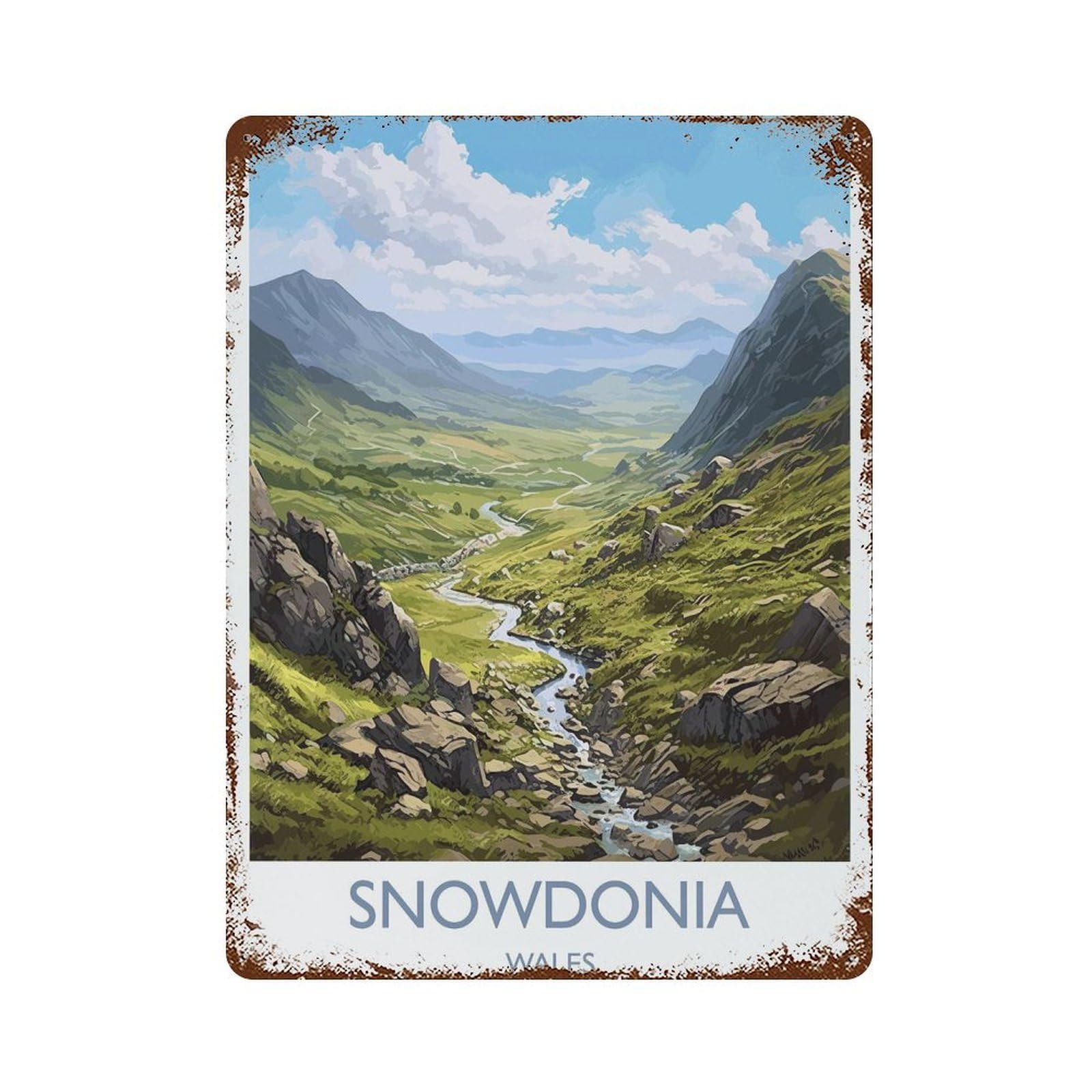 xiaoxiaoshen Snowdonia Travel Wales Welsh Gift Wall Decor Art Metal Tin Poster Modern Home Decor Art Home Bar Shop Decorations Vintage Sign 40x30cm