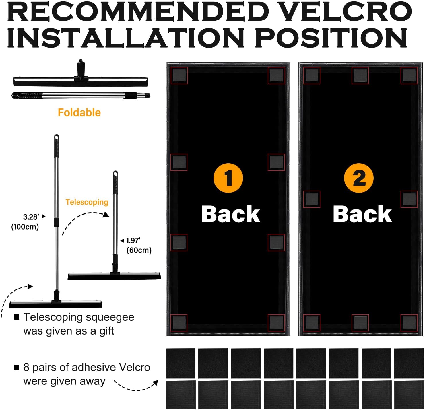 8'6"x22' Garage Floor Mats for Under Car,Non-Slip Garage Flooring Protector Parking Rugs Carpet,Heavy Duty Waterproof Rubber Containment Mat,Protect from Snow,Ice,Oil,Rain,Muds,with Squeegee,Velcro