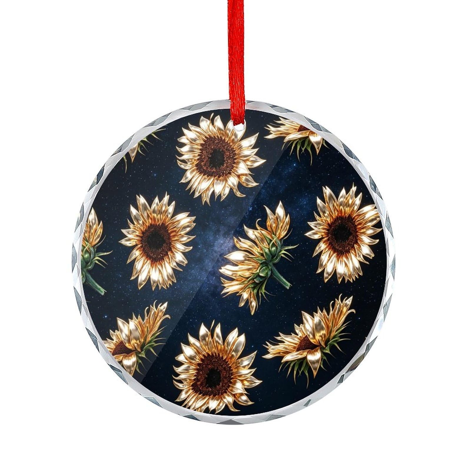 Btcowzrv Style Golden Sunflower Round Ornament Hanging Pendant Decor