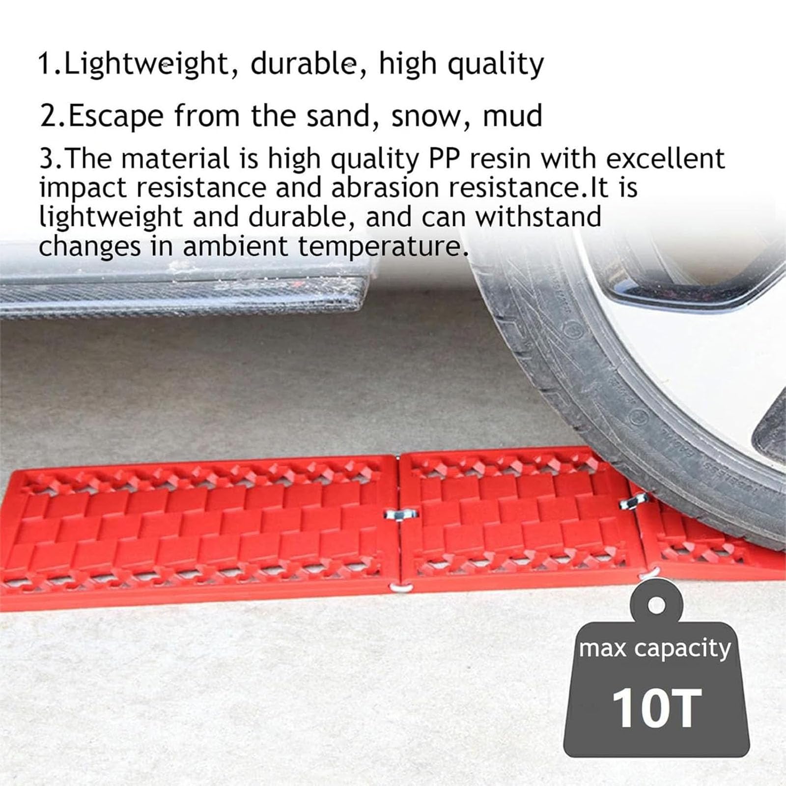 Anfahrhilfe Faltbar Set 2 Stück Sandbleche Offroad Anfahrhilfe Wohnmobil 10T Last Für PKW LKW Geländewagen Wohnmobil Sand/Schlamm/Schnee Anfahrhilfe Antirutsch,Rot