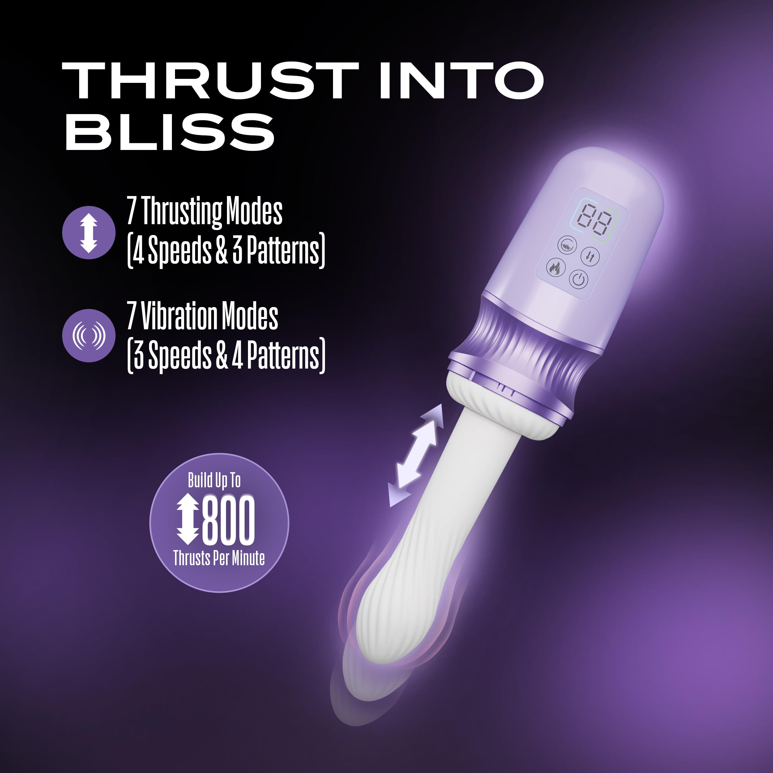 Amazon.com: Blush Temptasia Violet Vixen 10.75" Thrusting Vibrator - 7  Thrust & 7 Vibration & Warming Modes, G-Spot Suction Cup Sex Machine Dildo  Rotatable  Luxury Adult Sex Toy for Women &