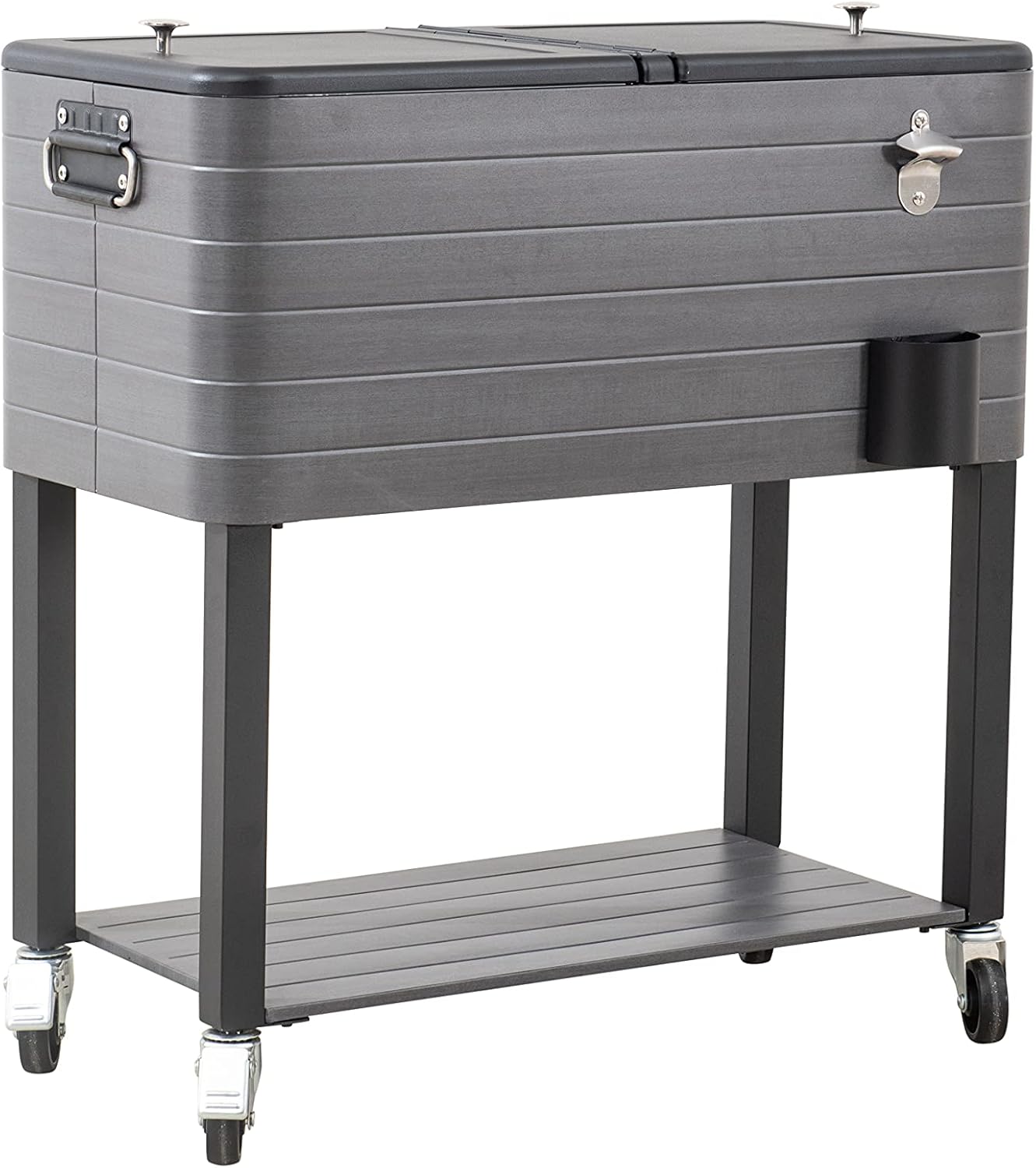Sunjoy Cooler, Gray Wood Grain Finish, 80 Quart/20 Gallon
