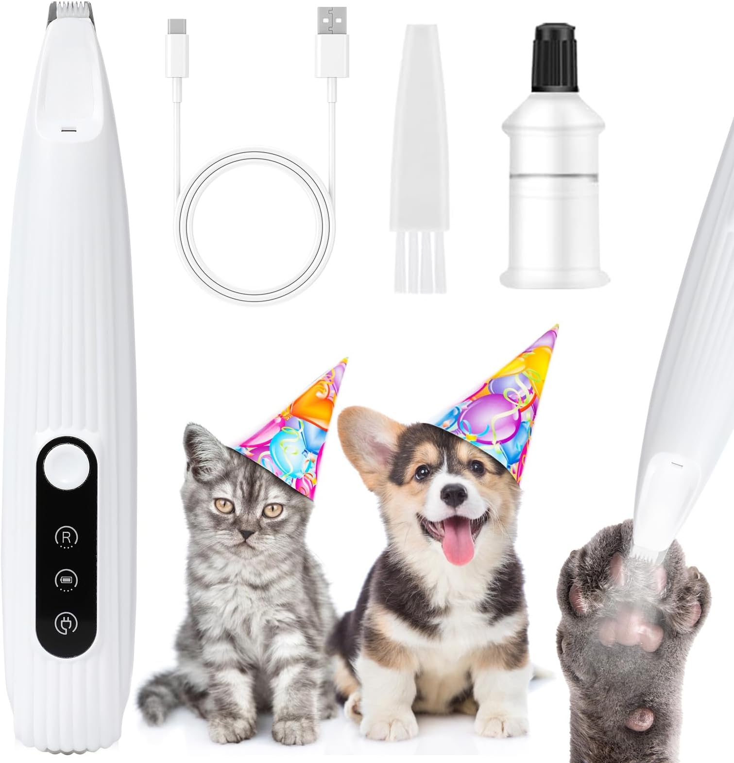 Upgraded Dog Trimmer with LED Light,Pet Clippers for Small Dogs Cats - Trimming Paws, Eyes, Ears, Face, and Rump
