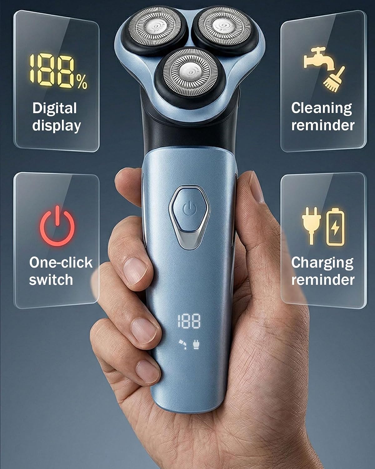 Electric Razor for Men, New Concept Magnetic and Type-C Rechargeable Electric Shavers for Men,4D Floating Blades,Wet & Dry Shaver with Pop-up Trimmer for Men