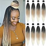 Alrence Pre Stretched Braiding Hair Long Braid 26 Inch 8 Packs Professional Braiding Hair Extensions Synthetic Crochet Twist Braids (26 Inch, 1B/27/613)