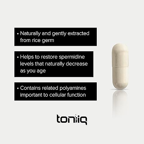 Miniatura 5 de Toniiq Suplementos de espermidina ultra concentrados de 500 mg para hombres y mujeres - espermidina no sintética estandarizada a no menos del 1% - 5
