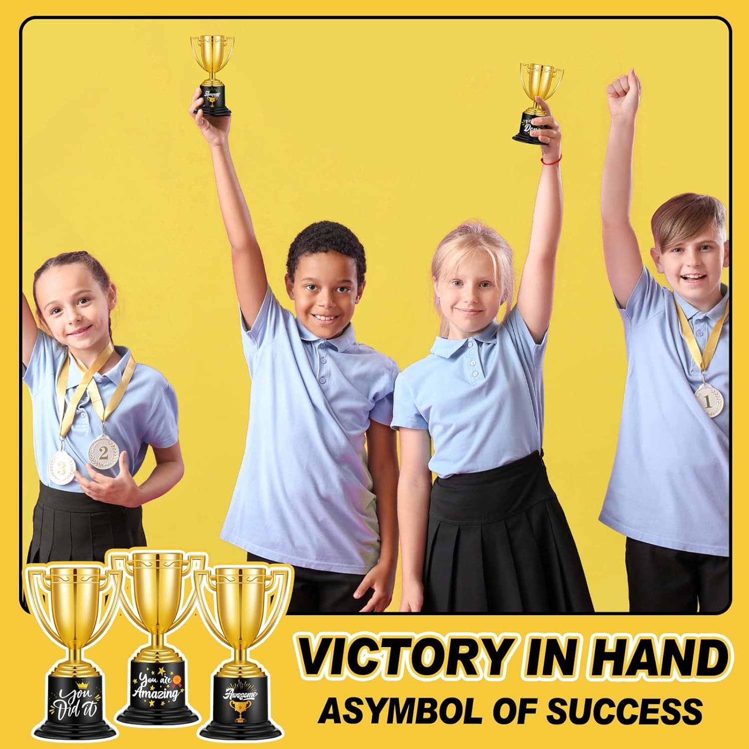 Fulmoon 24 Pack Award Trophies Plastic Gold Trophy Awards and Trophies Kids Funny Gold Trophy for Kids Adults Employee Graduation Teacher Party Competitions Props Rewards Prizes