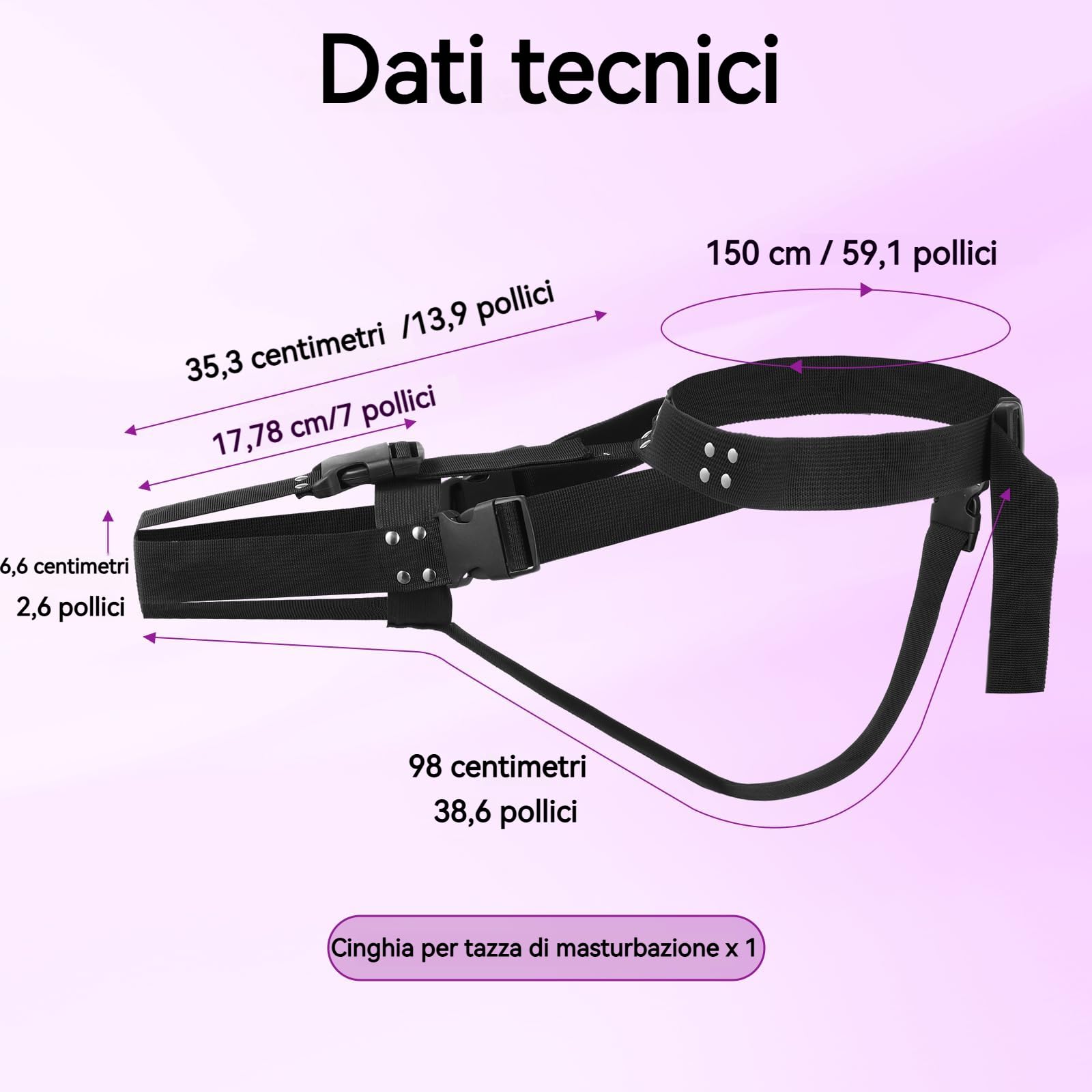 Cintura Regolabile per Masturbatore Maschile Elettrico, Imbracatura Compatibile con Coppa per il Piacere, Supporto con Fascia per Uso Solitario (Grande)