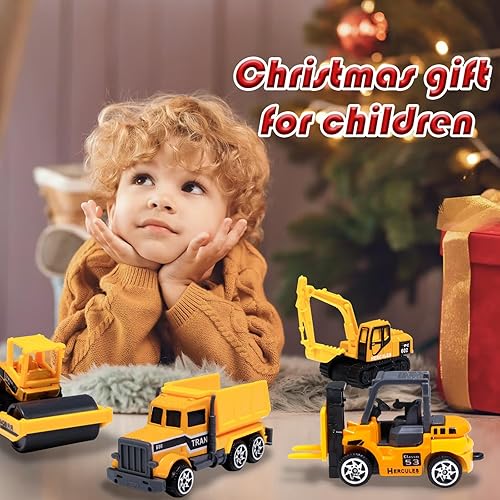 Miniatura 6 de Oriate Juego de 6 piezas de automóviles fundidos a presión, incluyendo excavadoras, carretillas elevadoras, excavadoras y otros autos de juguete