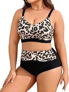 Tuopuda Women's Bikini Set Large Size Two Piece Swimsuit Tummy Control High Waist P…