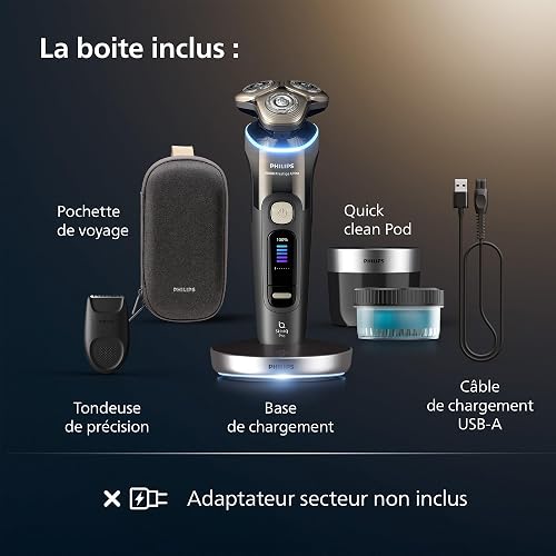 Philips Rasoir i9000 Prestige Ultra, rasoir électrique 100% étanche, technologie Skin IQ Pro, système Triple Lift & Cut, lames de précision NanoTech rotatives à 360°, 5 modes de rasage, XP9405/31 - 7