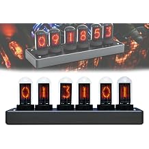 IPS Color Screen Digital Clock, Retro Nixie Tube Clock, 7 Display Modes, 6 Custom Dials, Aluminum Alloy, Automatic Time Calibration, Online Digital Clock Gallery for Desktop Gift Home