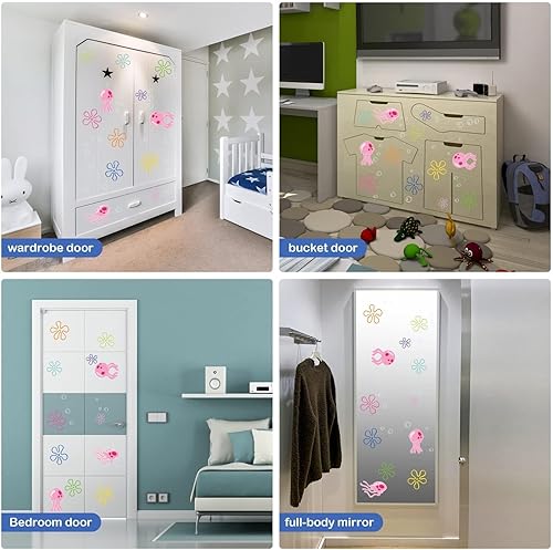 Miniatura 4 de Calcomanías de pared con fondo de bikini de flores calcomanías de pared de medusas burbujas telón de fondo decoración de fiesta de cumpleaños pecera