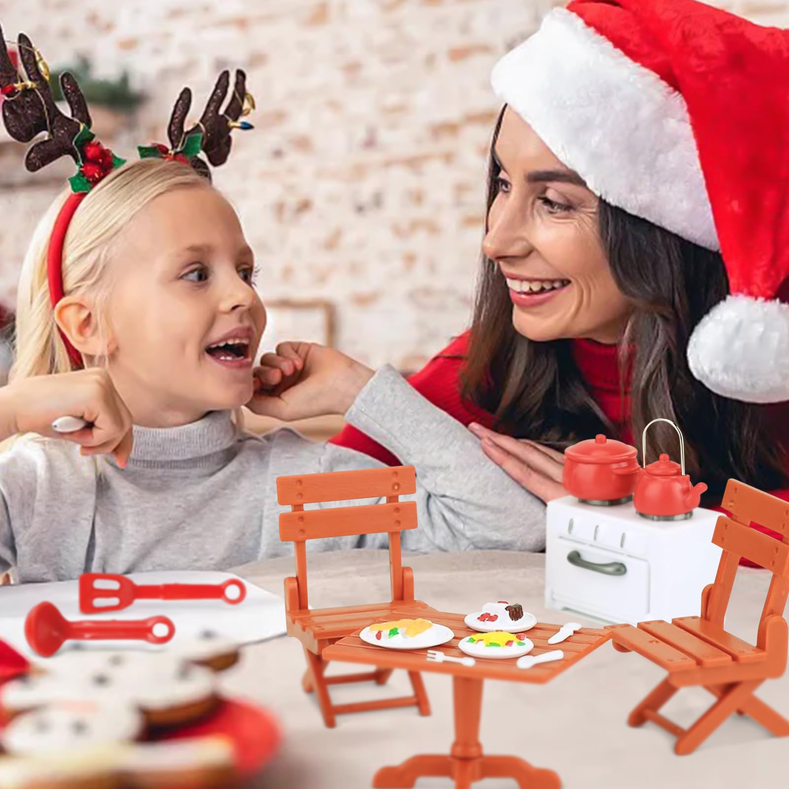 Miniatur Wichtel Zubehör-Set - Mit Tisch, Stühlen & Küchenutensilien, Für Puppenhäuser 1:12