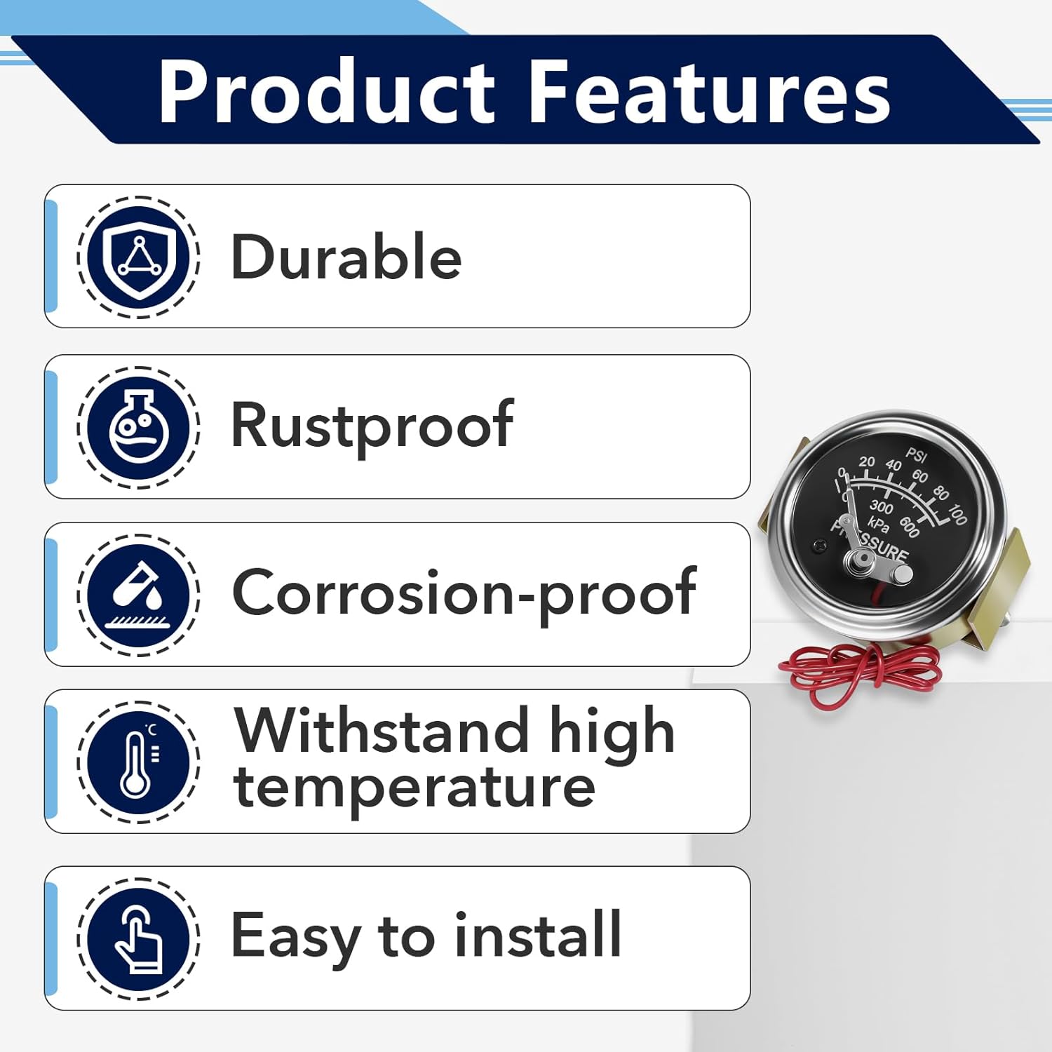 Oil Pressure Gauge 05703115 Compatible with Murphy Pressure Gague, 20P-100 Oil Pressure Gauge