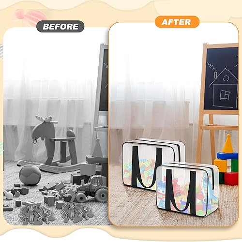 Miniatura 3 de 6 bolsas grandes de almacenamiento de juguetes, bolsas organizadoras de juguetes plegables transparentes con cremallera, bolsas organizadoras de