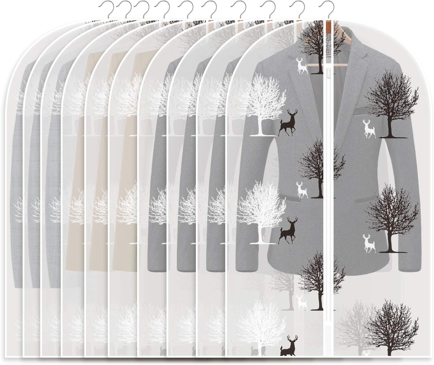 Refrze Garment Bags with Zipper, Garment Cover, 8 Pack Clear Garment Bags, Hanging Garment Bag, Dress Garment Bags for Closet Storage or Travel, Breathable Garment Covers 24'' x 40''/ 8 Pack : Home & Kitchen