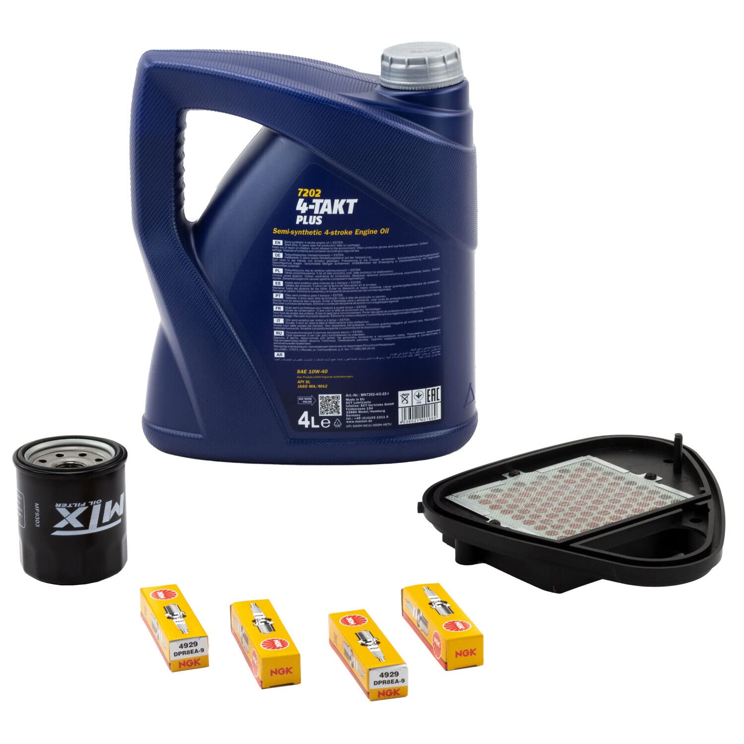 Wartungspaket Öl 4L + Luftfilter + Ölfilter + Zündkerzen für Hon da VT 600 C VT600 C Shadow PC21 Baujahr 1988-1997