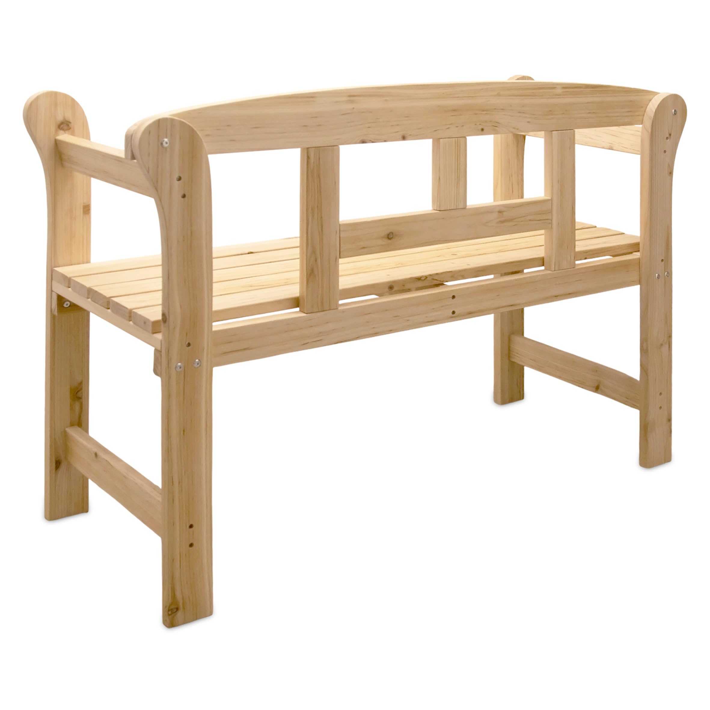 Spetebo Holz Parkbank für 2 Personen Belastbarkeit bis 180 kg - 118 x 78 cm - Massivholz Sitzbank 2-Sitzer mit Armlehnen - Gartenbank Holzbank Friesenbank Sitzmöbel für Balkon Terrasse Garten