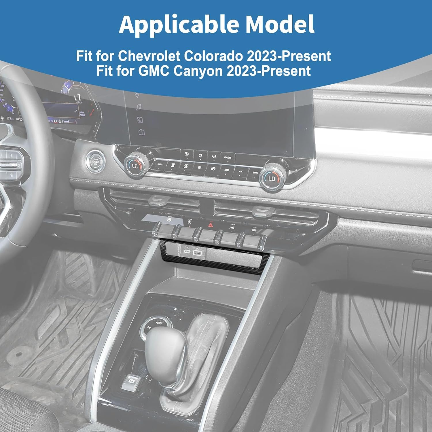 for Colorado Center Console USB Ports Panel Trim Cover for Chevrolet Colorado/GMC Canyon 2023 2024 up Black Carbon Fiber Grain Interior Accessories 1pc