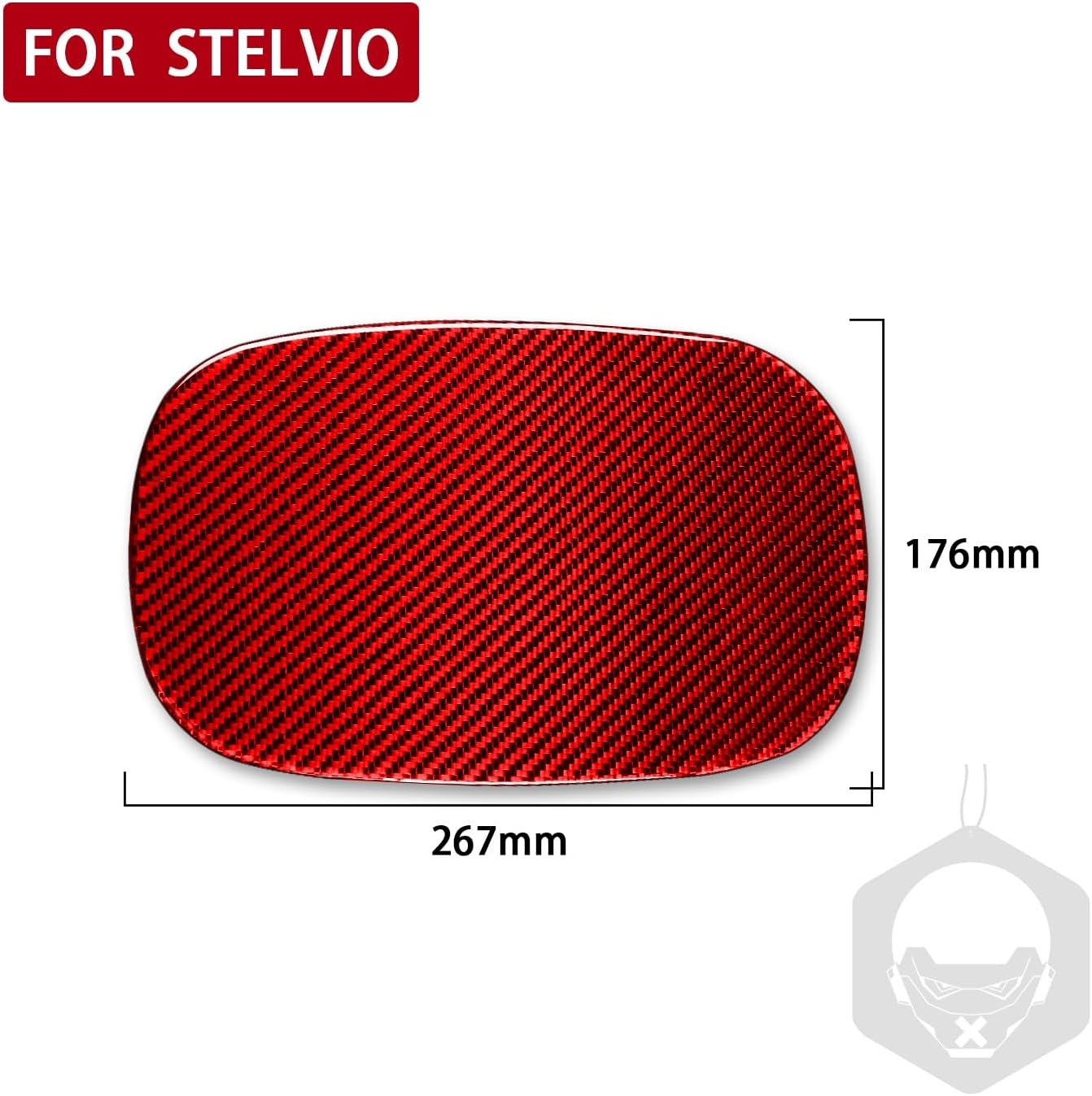 Carbon Fiber Car Accessories Decoration Cover Sticker Trim Compatible with Alfa Romeo Stelvio 2016-2022 (Fuel Tank Gas Filler Lid Door Cap 02, Red)